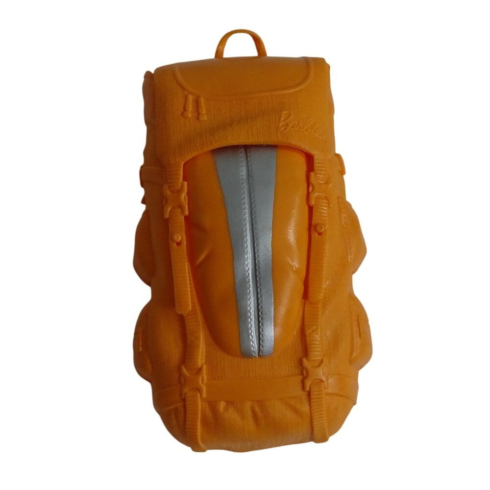 Barbie Camping Fun Mountain Hiking Backpack Orange With Basket Fashion Doll
